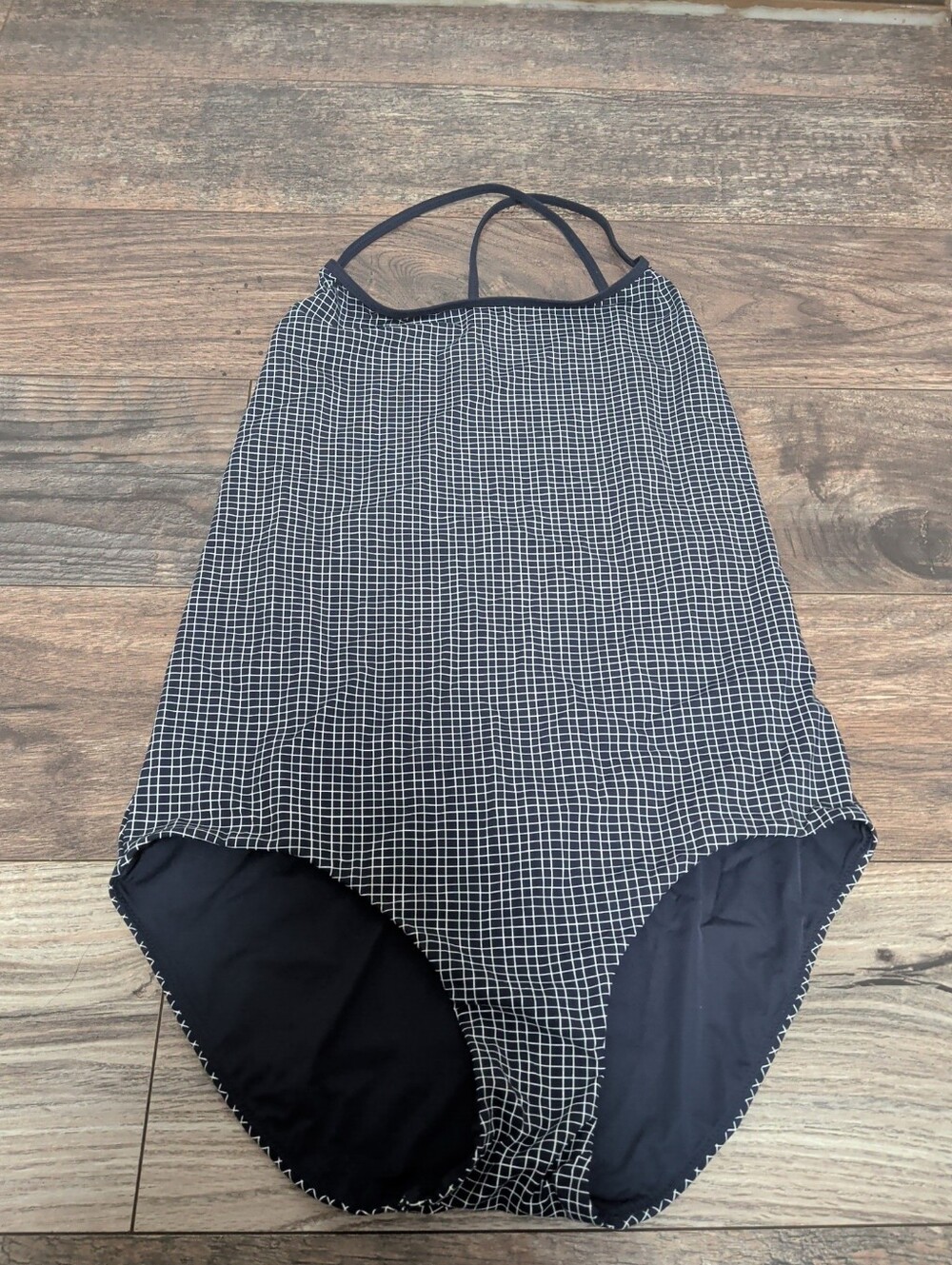 COS Women’s One-Piece Swimsuit Blue Checkered Size US 6 Beach Outdoor Summer